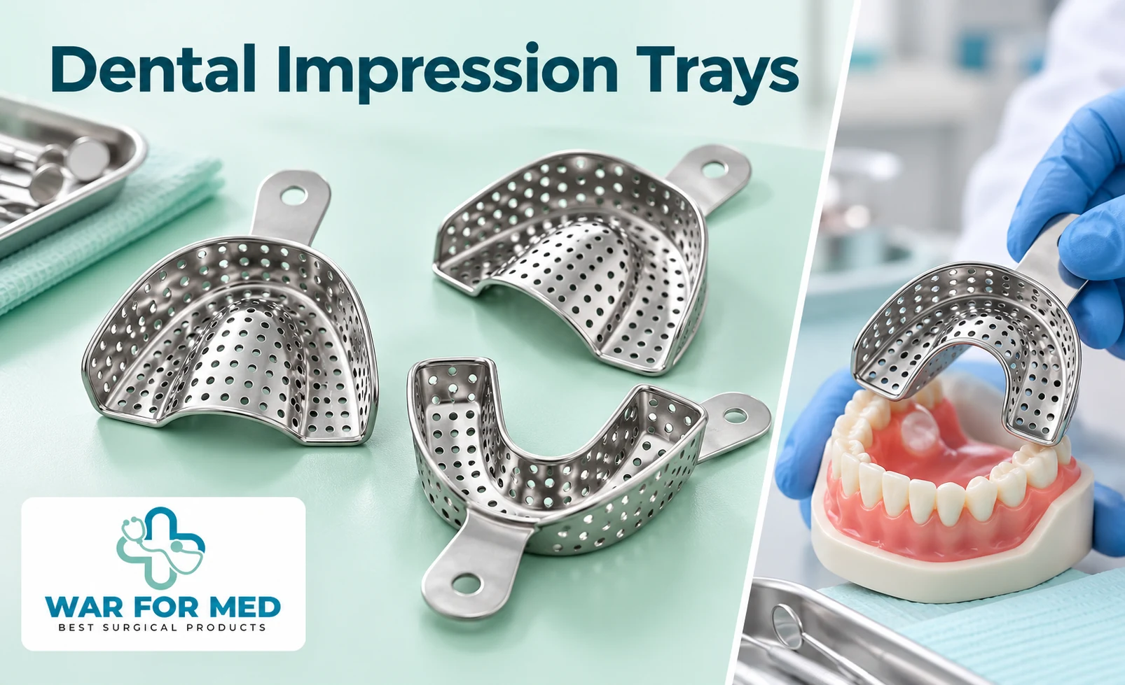 Dental Impression Trays — illustrative instrument close-up and use demonstration, WAR FOR MED