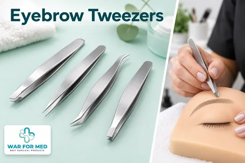 Eyebrow Tweezers — illustrative instrument close-up and use demonstration, WAR FOR MED