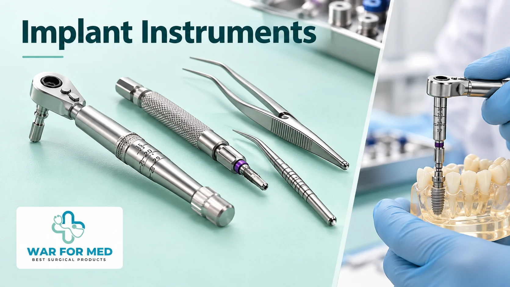 Implant Instruments — illustrative instrument close-up and use demonstration, WAR FOR MED