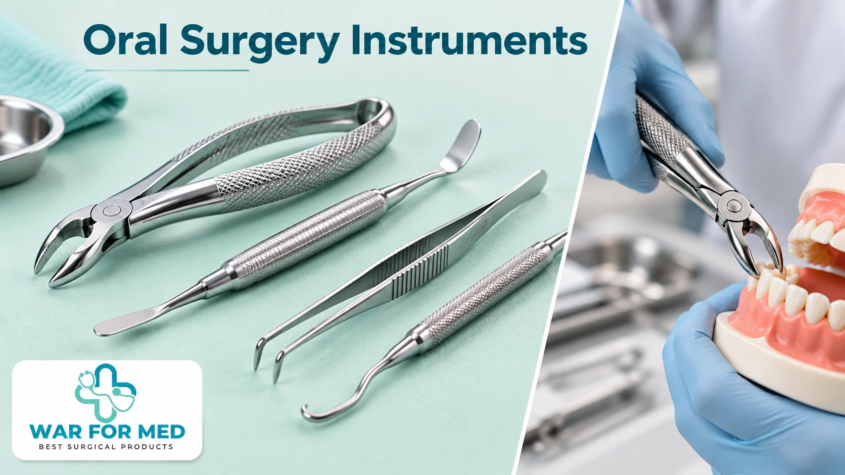 Oral Surgery Instruments — illustrative instrument close-up and use demonstration, WAR FOR MED
