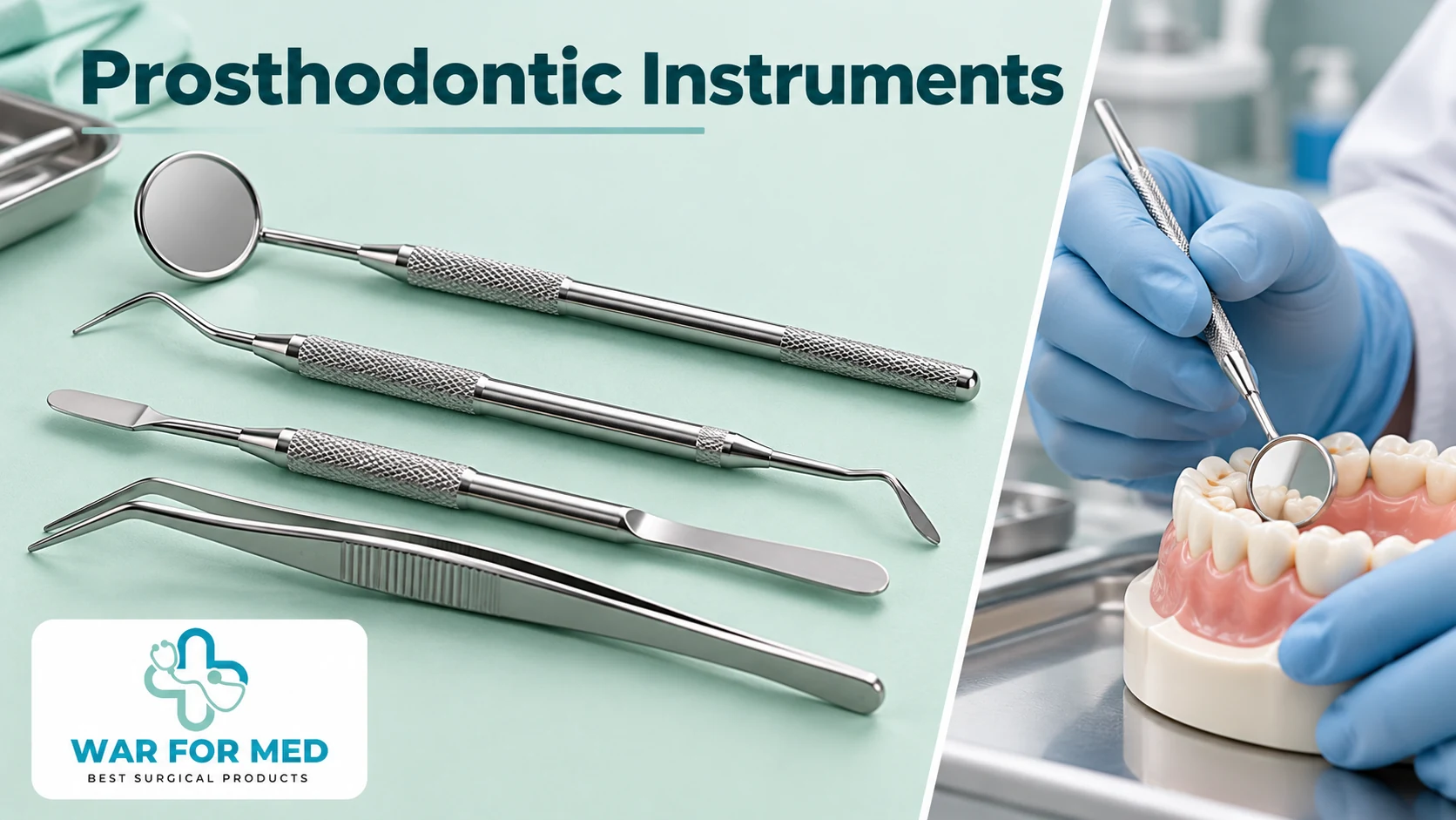 Prosthodontic Instruments — illustrative instrument close-up and use demonstration, WAR FOR MED