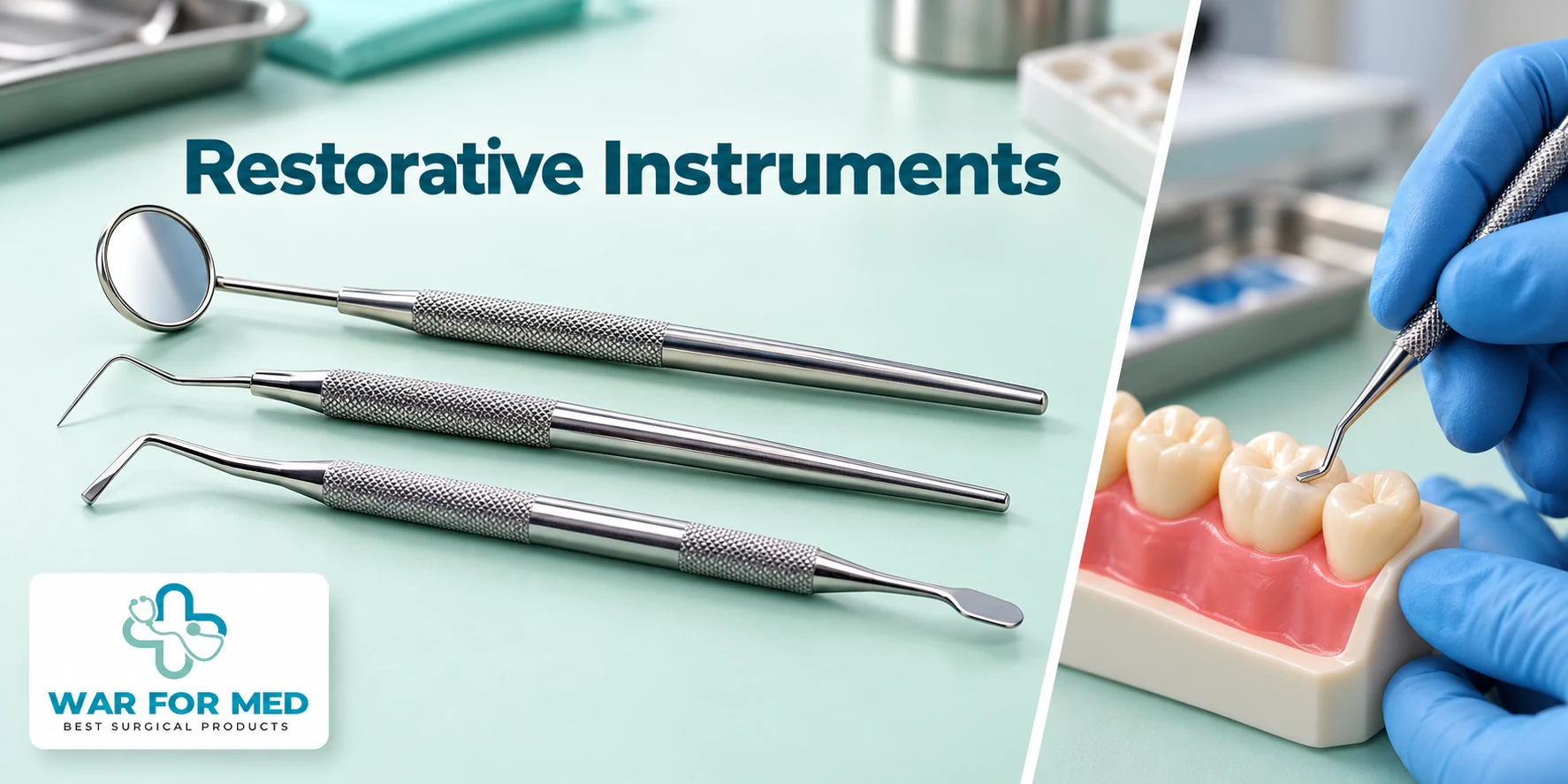 Restorative Instruments — illustrative instrument close-up and use demonstration, WAR FOR MED
