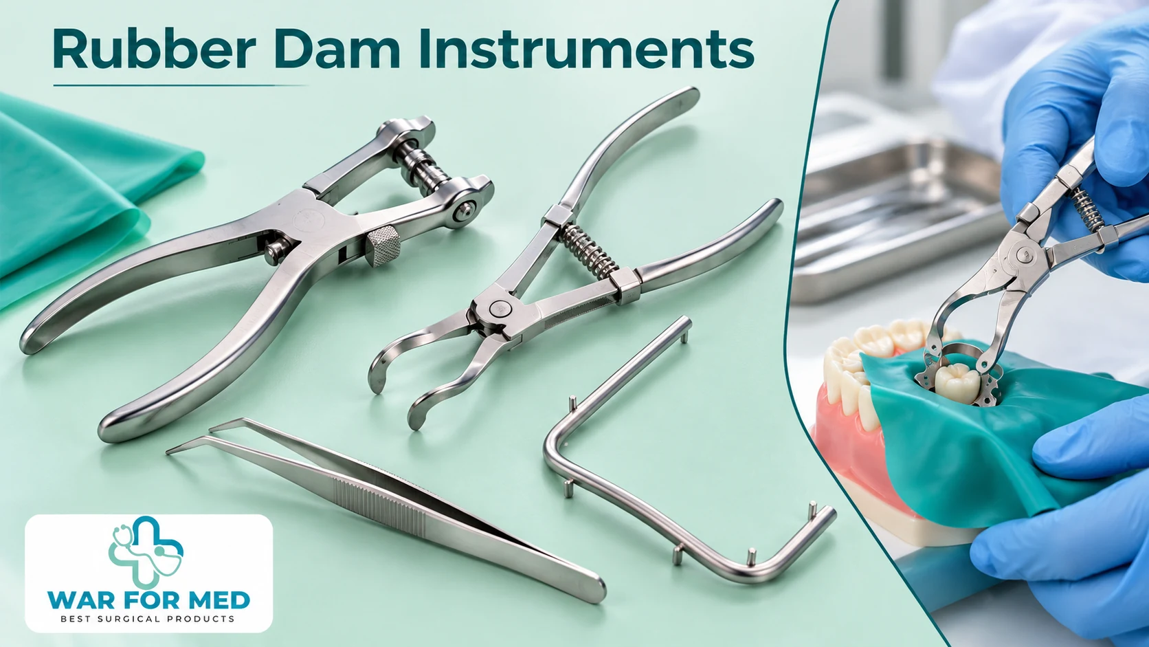 Rubber Dam Instruments — illustrative instrument close-up and use demonstration, WAR FOR MED