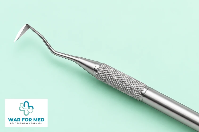 Periodontal Hoe Scaler — single instrument close view reference, WAR FOR MED